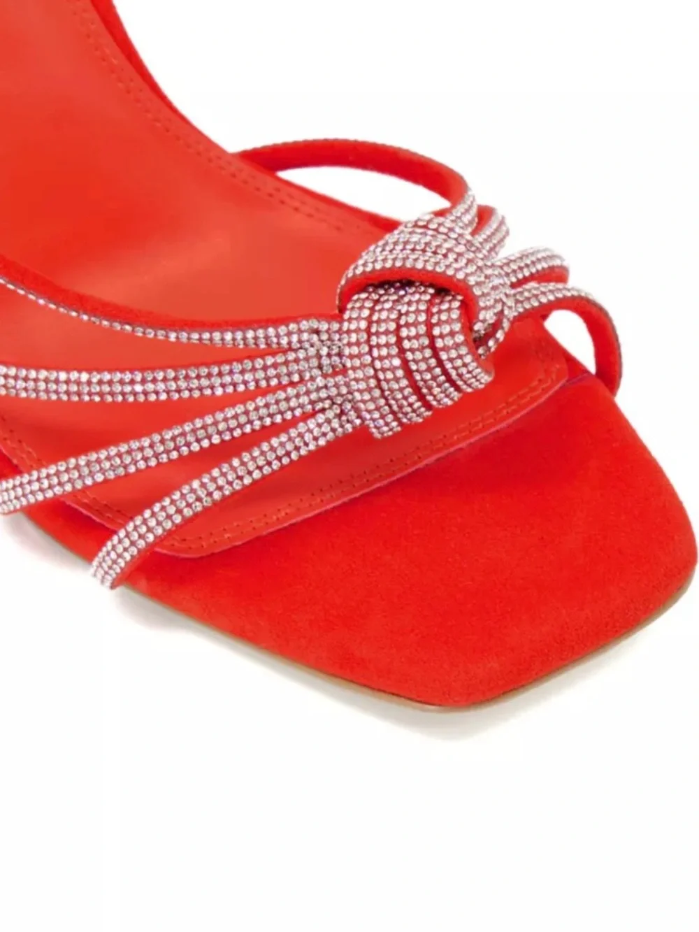 Dune London Orange Crystal Knot Slingback Heels- Nearly red. Gorgeous!